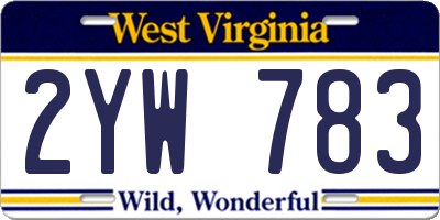 WV license plate 2YW783