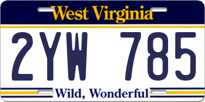 WV license plate 2YW785