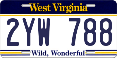 WV license plate 2YW788