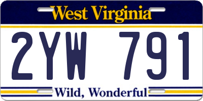 WV license plate 2YW791