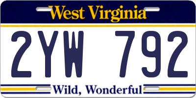 WV license plate 2YW792