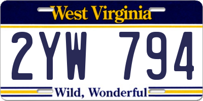 WV license plate 2YW794