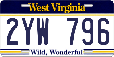 WV license plate 2YW796