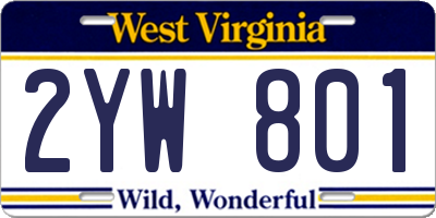 WV license plate 2YW801
