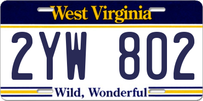 WV license plate 2YW802