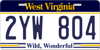 WV license plate 2YW804