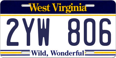 WV license plate 2YW806