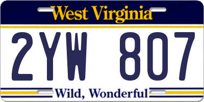 WV license plate 2YW807