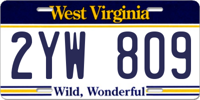 WV license plate 2YW809