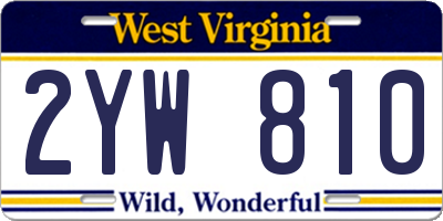 WV license plate 2YW810