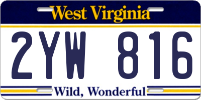 WV license plate 2YW816