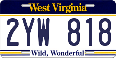 WV license plate 2YW818