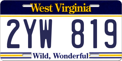 WV license plate 2YW819