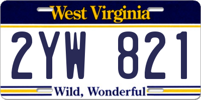 WV license plate 2YW821