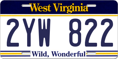 WV license plate 2YW822