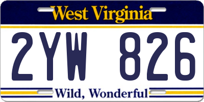 WV license plate 2YW826