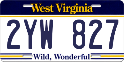 WV license plate 2YW827