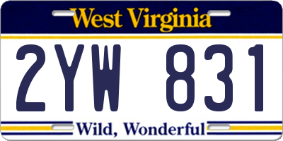 WV license plate 2YW831