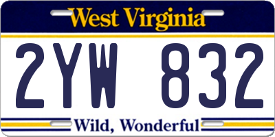 WV license plate 2YW832