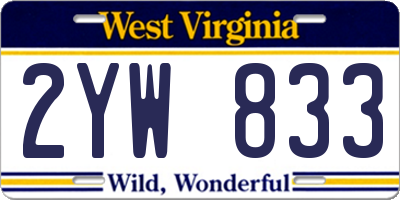 WV license plate 2YW833