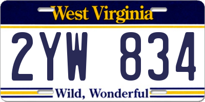 WV license plate 2YW834