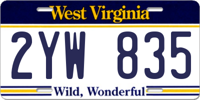 WV license plate 2YW835