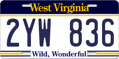 WV license plate 2YW836