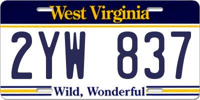 WV license plate 2YW837