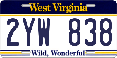 WV license plate 2YW838