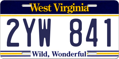 WV license plate 2YW841