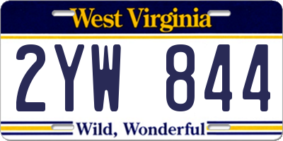 WV license plate 2YW844