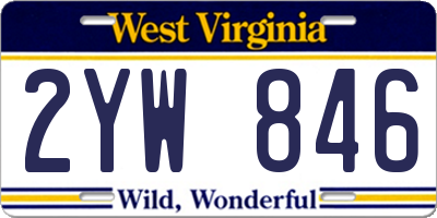 WV license plate 2YW846