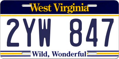 WV license plate 2YW847
