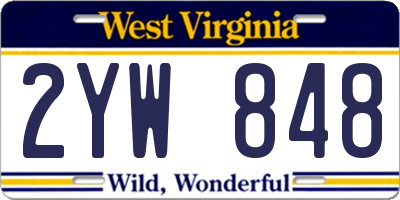 WV license plate 2YW848