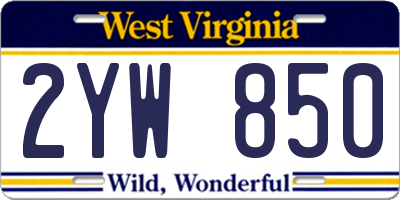WV license plate 2YW850