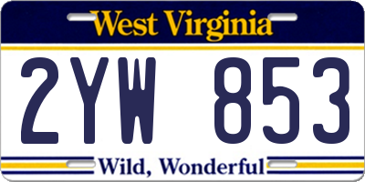 WV license plate 2YW853