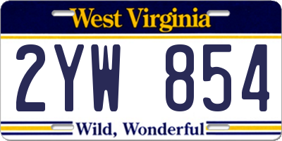 WV license plate 2YW854