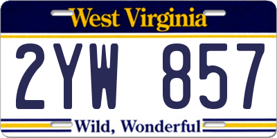 WV license plate 2YW857