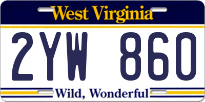 WV license plate 2YW860