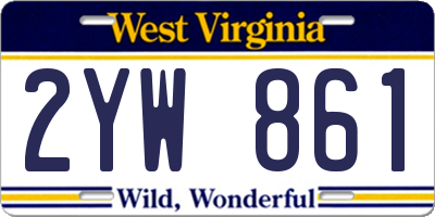 WV license plate 2YW861