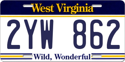 WV license plate 2YW862