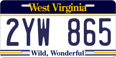 WV license plate 2YW865