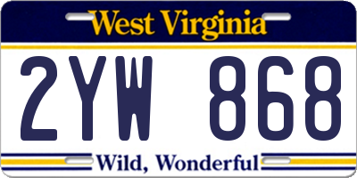 WV license plate 2YW868