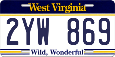 WV license plate 2YW869