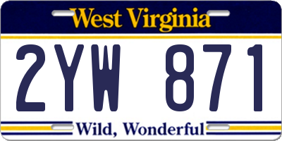 WV license plate 2YW871