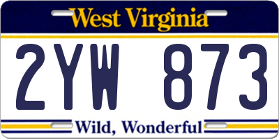 WV license plate 2YW873