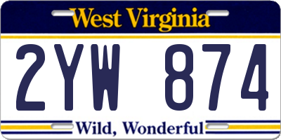 WV license plate 2YW874