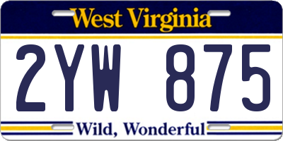 WV license plate 2YW875