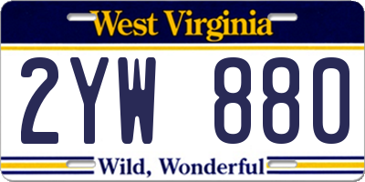 WV license plate 2YW880