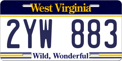 WV license plate 2YW883